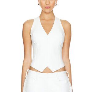 NEW Norma Kamali Simple Vest in Snow White Cropped Crop Tank Top Small S
